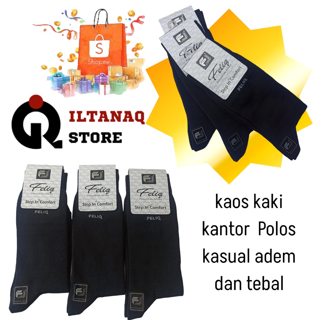 Iltanaqstore Casual, Kaos Kaki Motif Pria Dewasa, Panjang Sebetis, Warna Hitam, Coklat ,Navy dan Abu Dan Pilihan Random