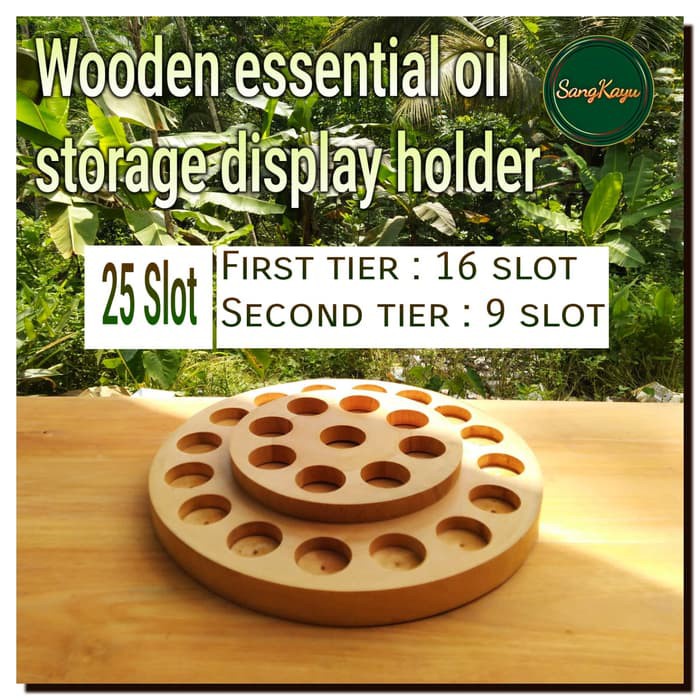 Minyak esensial oil display stand 25 slot tempat minyak aromaterapi | Rak oil young living | Rak oil