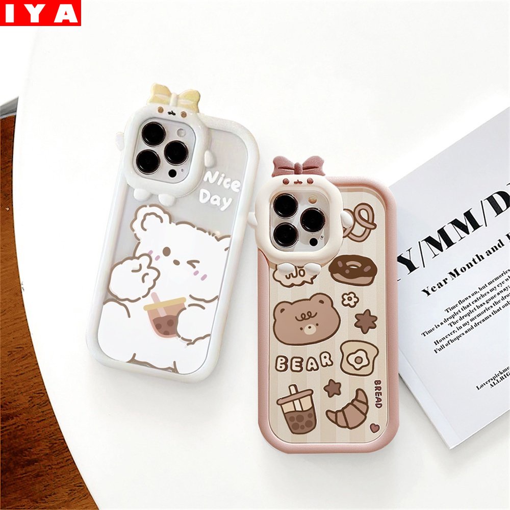 IPHONE Lucky Case Kompatibel Untuk Iphone14 Pro Max IPhone13 Pro Max IPhone11 IPhone12 IPhoneXR XS 6 6S 78 Plus SE 2020 Beruang Lucu Bubble Tea Phone Case Cover