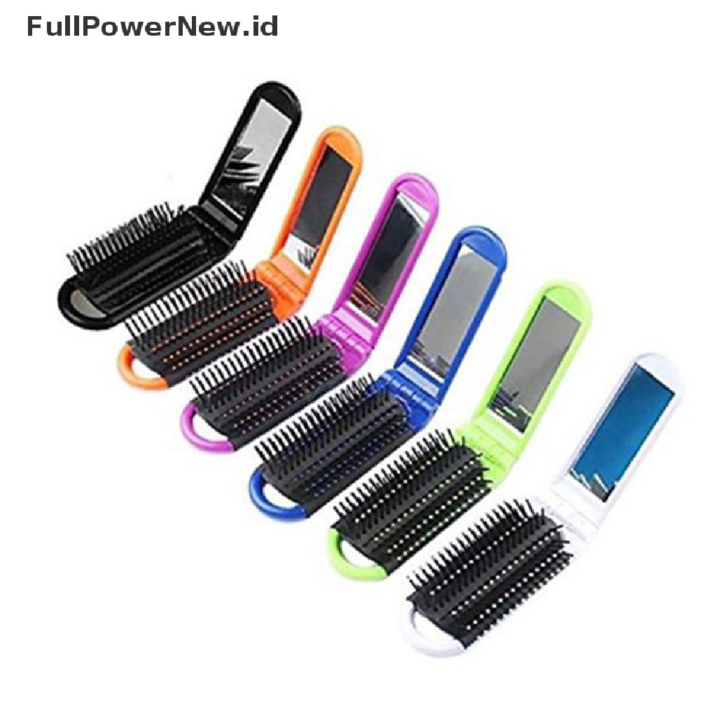 Power Sisir Rambut Travel Profesional Portable Sikat Rambut Lipat &amp; Cermin Compact Comb ID