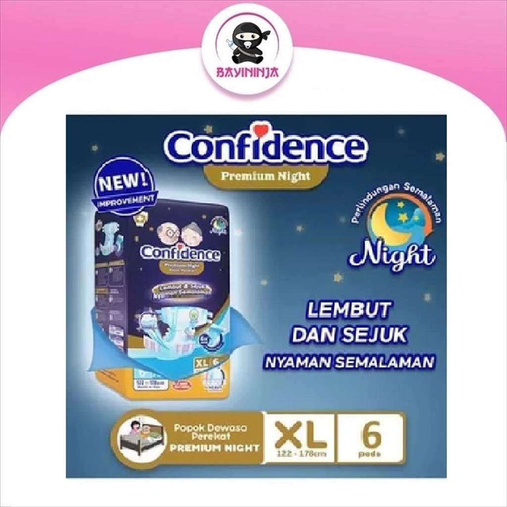 CONFIDENCE Premium Night Tape Popok Perekat Dewasa XL6 XL 6