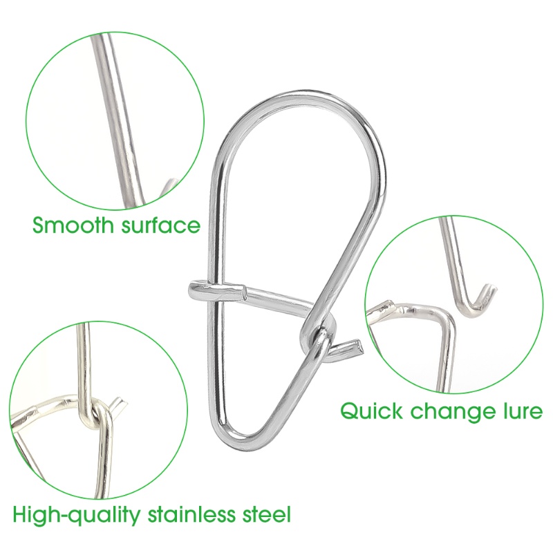 Konektor Umpan Pin Cepat Stainless Steel Kualitas Tinggi Aksesoris Kaitan Pengaman Umpan Mini 100buah Pin Pemancingan Luya Kekuatan Tinggi