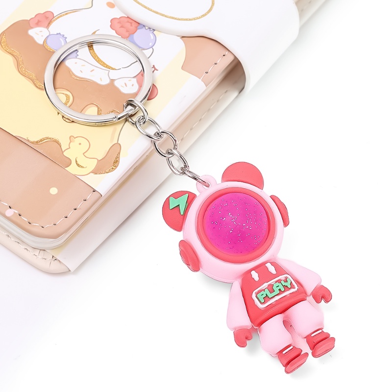 Fashion Gantungan Kunci Boneka Beruang Petir/Kartun Lucu Resin Astronot Cubby Car Keyring/Tas Ransel Dekorasi Aksesoris