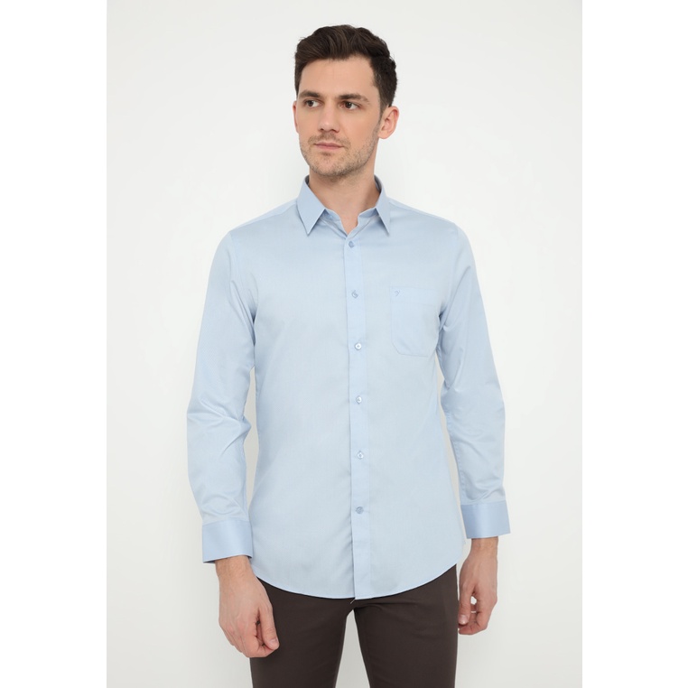 JOBB Geronimo Kemeja Pria Lengan Panjang Slim Fit Biru