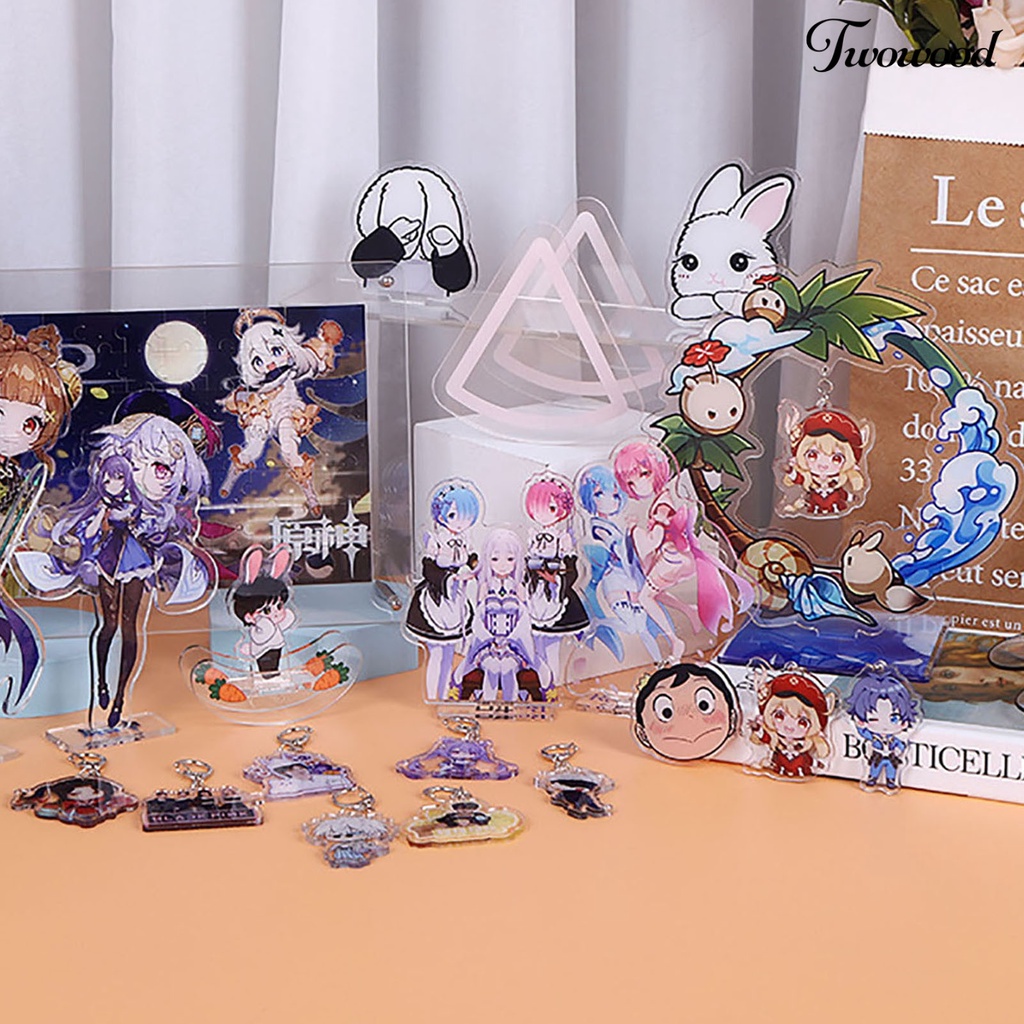 Twowood Gantungan Kunci Permainan Peripheral Colorful Kartun Print Dua Sisi Mezzanine Portable Menghias Indah Gambar Anime Key Ring Untuk Penggunaan Sehari-Hari