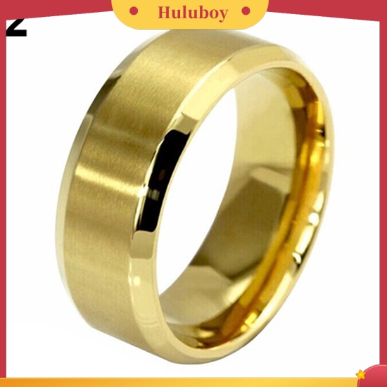 {Ready Stock} Band Lebar 8mm Pria Wanita Perhiasan Cincin Titanium Steel Lapis Emas 18K US 5-14