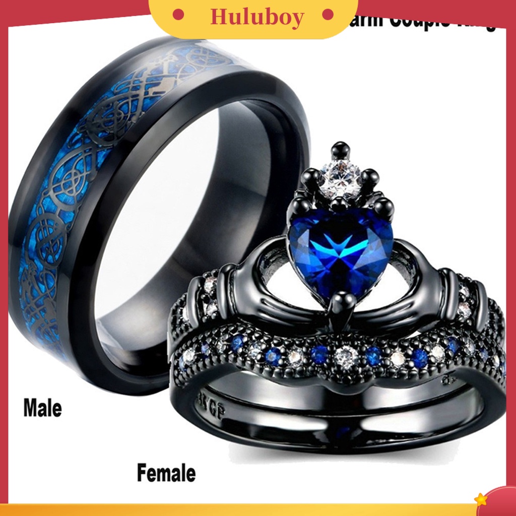 {Ready Stock} Cincin Wanita Berlian Imitasi Mengkilap Stainless Ringan Cincin Jari Pasangan Untuk Hari Valentine