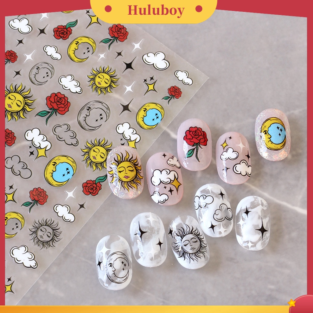 {In Stock} Stiker Perekat Kuku Lovely DIY Paper Roses and Rabbits Nail Decals Untuk Wanita