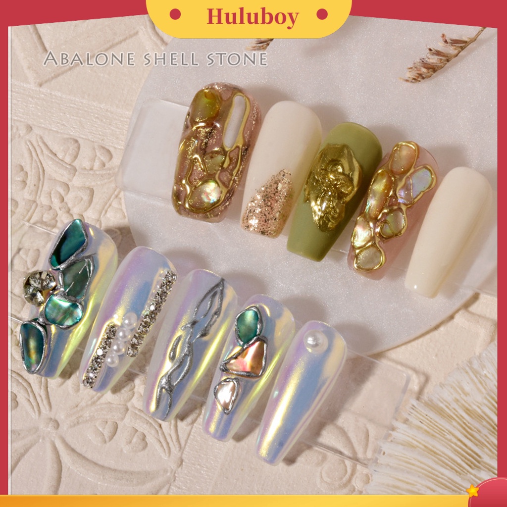 {In Stock} Shell Dekorasi Kuku Warna-Warni Alami Abalone Shell Tipis Irisan 3D Nail Art Pesona Manicure Craft Ornamen Perlengkapan Kuku