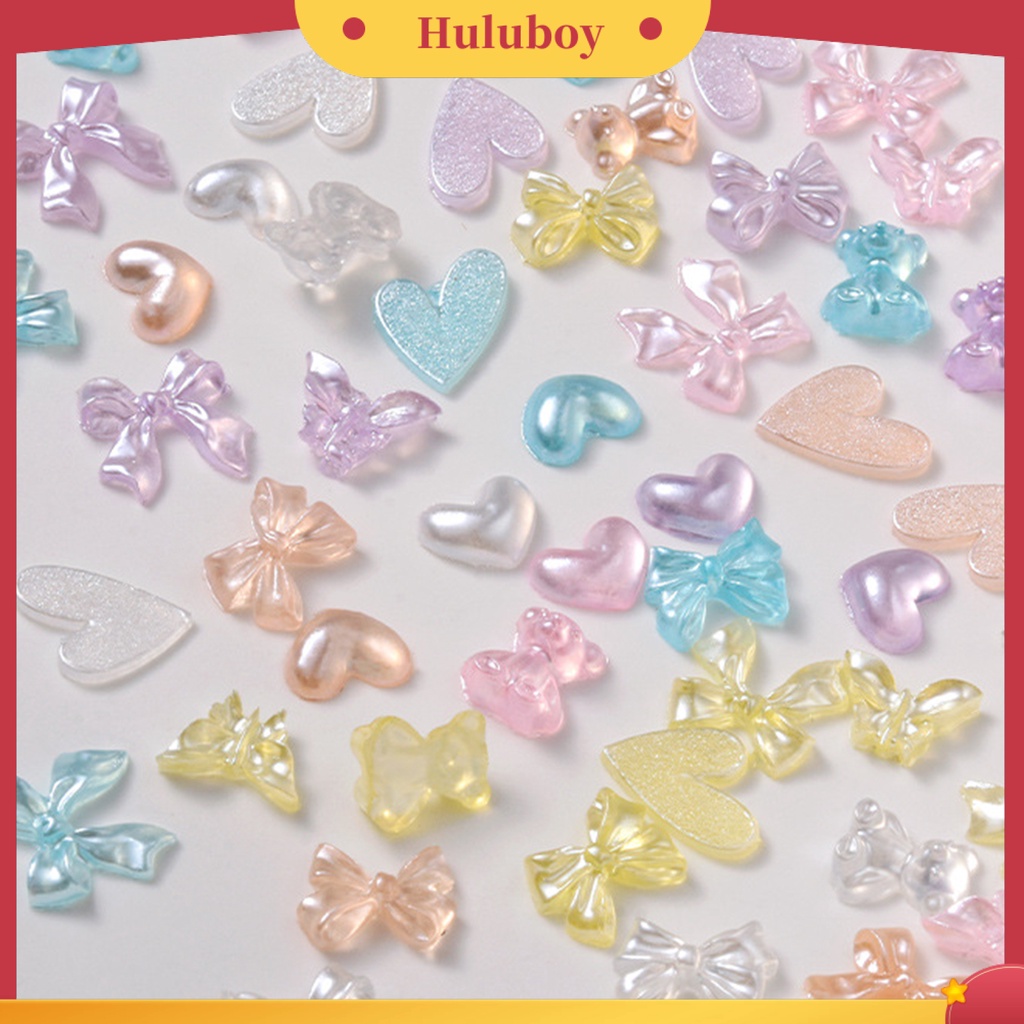 {In Stock} 50Pcs Ornamen Kuku Bentuk Kreatif Tidak Luntur Warna Hidup Mengkilap Efek Visual 3D Cinta Hati Beruang Gaya Nail Art Perhiasan Charms Untuk Salon Kuku