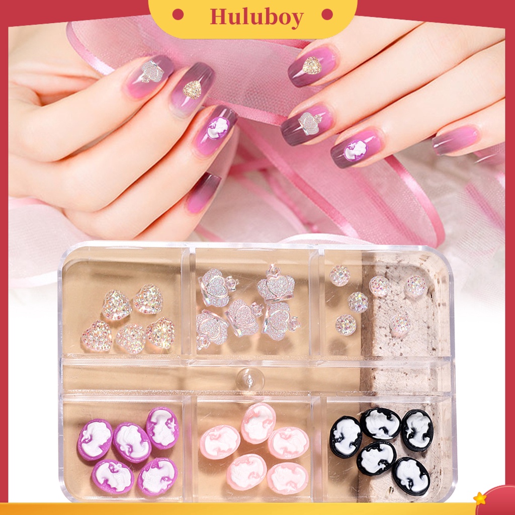 {In Stock} 1kotak Dekorasi Kuku Warna Hidup Indah Mengkilap Efek Visual Bentuk Campur Pertunjukan Pesona Unik Plastik 3D Nail Art Perhiasan DIY Desain Manicure Perlengkapan Kuku