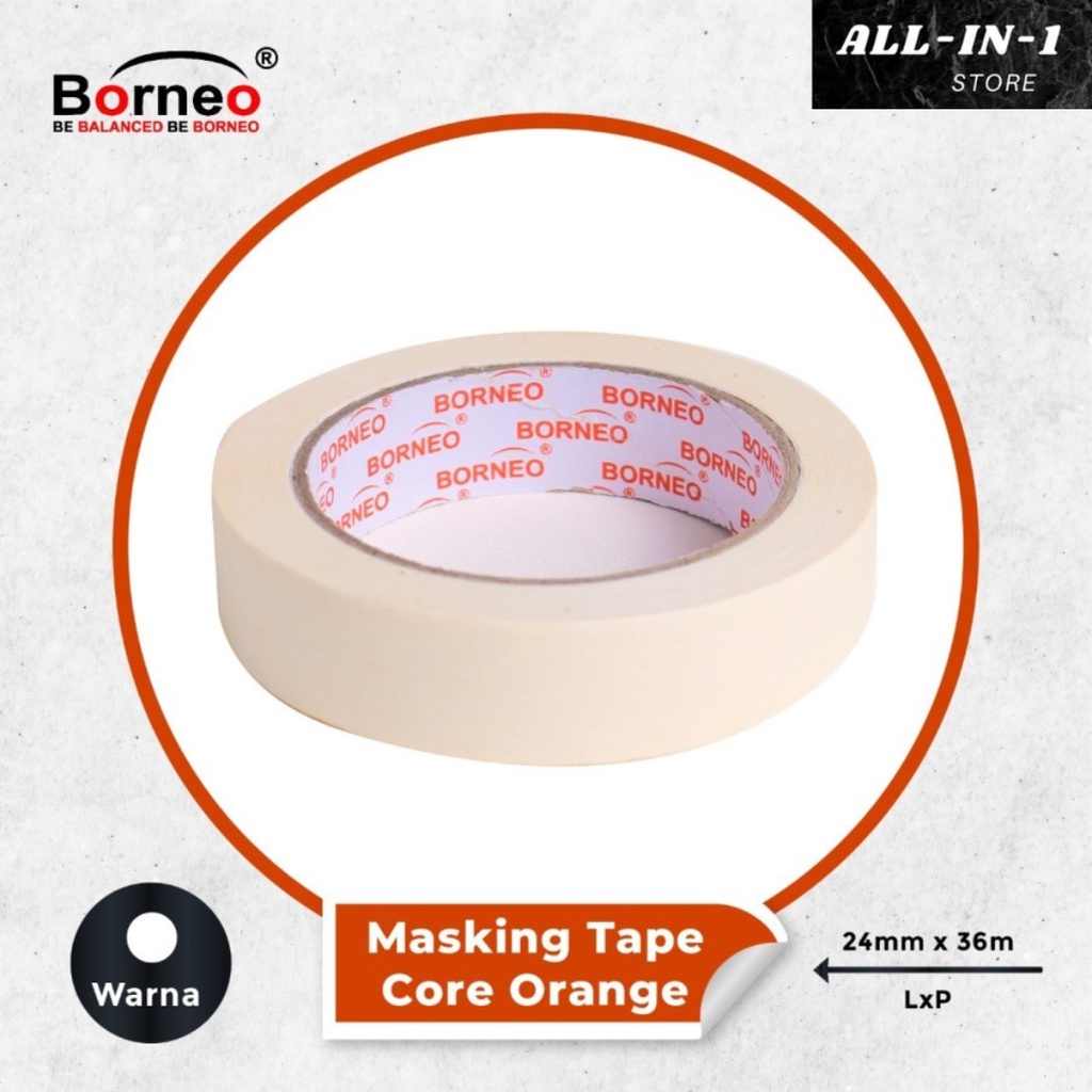

Borneo Masking Tape / Lakban Kertas 24 mm x 36 m
