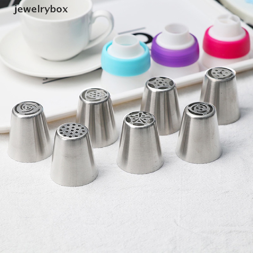 [jewelrybox] 8pcs/set Stainless Steel Rusia Nozel Pastry Kue Icing Piping Nozzle Tools Butik