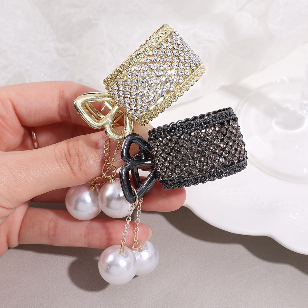 Fashion Tinggi Ponytail Rambut Shiny Pearl Tassel Butterfly Camellia Grasping Clip Hair-fixing Anti-drooping Hairpin Aksesoris Hiasan Kepala