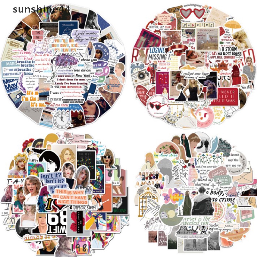 Sunshine 50PCS Campur Alison Swift Taylor Folk Song Stiker Laptop Gitar Skateboard Tahan Air Album Folklore Decal Sticker Pack Mainan Anak ID
