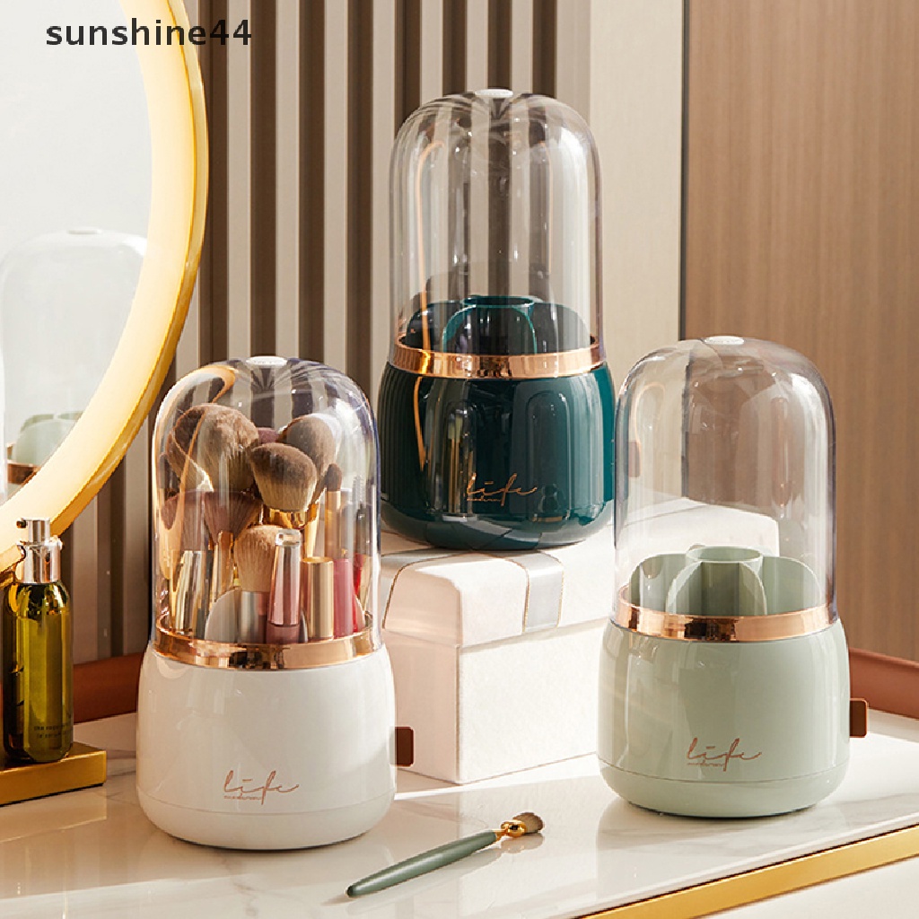 Sepatu Sunshine360° Rotag Tempat Kuas Makeup Portable Desktop Makeup Organizer Kotak Penyimpanan Kosmetik Alat Make Up Wadah Perhiasan ID