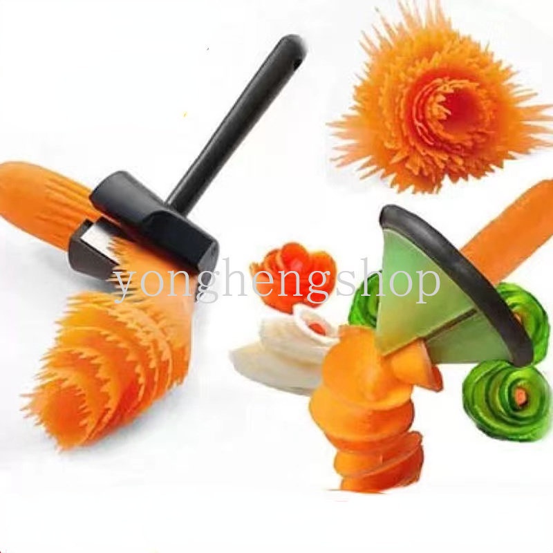 Kreatif Kentang Wortel Spiral Cutter Corong Berbentuk Sayuran Bunga Alat Ukir Buah Melon Lobak Parutan Timun Bunga Pengeriting Slicer Peeler Gadget Dapur