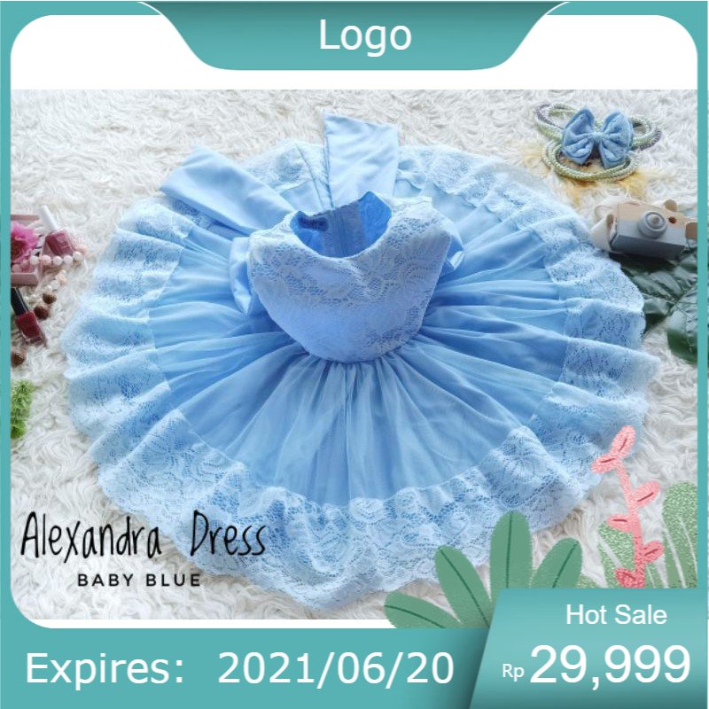 DRESS ANAK & DEWASA "' ALEXANDRA WARNA FROZEN (biru pucat)