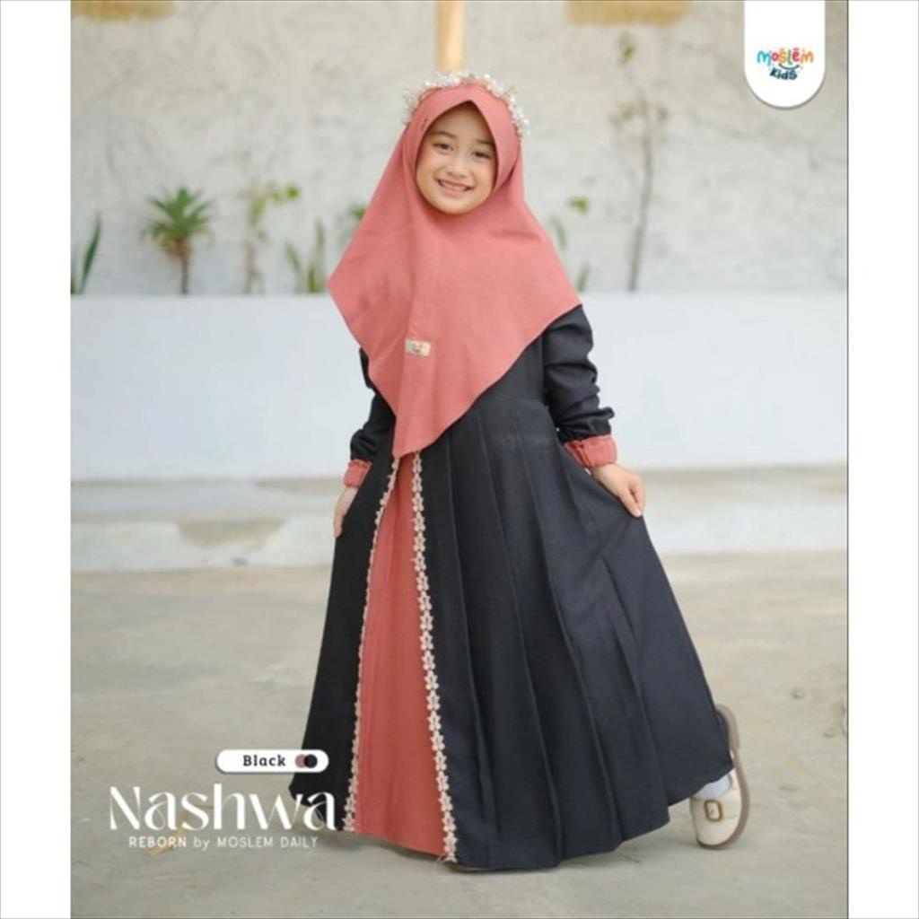 pakaian wanita Nashwa Kids Syari Set Free Hijab Anak Terbaru 2023 C5P3 gamis murah kondangan bayar d