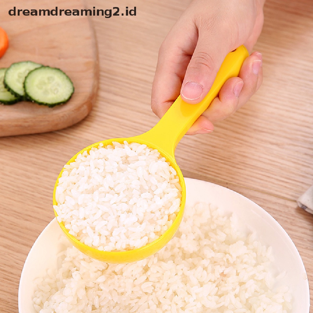 (hot) Bahan Food Grade Portable Cetakan Sendok Nasi Kuning Setengah Lingkaran Rice Ball Mold Rice Ball Spoon Round Sushi Spoon Mold//