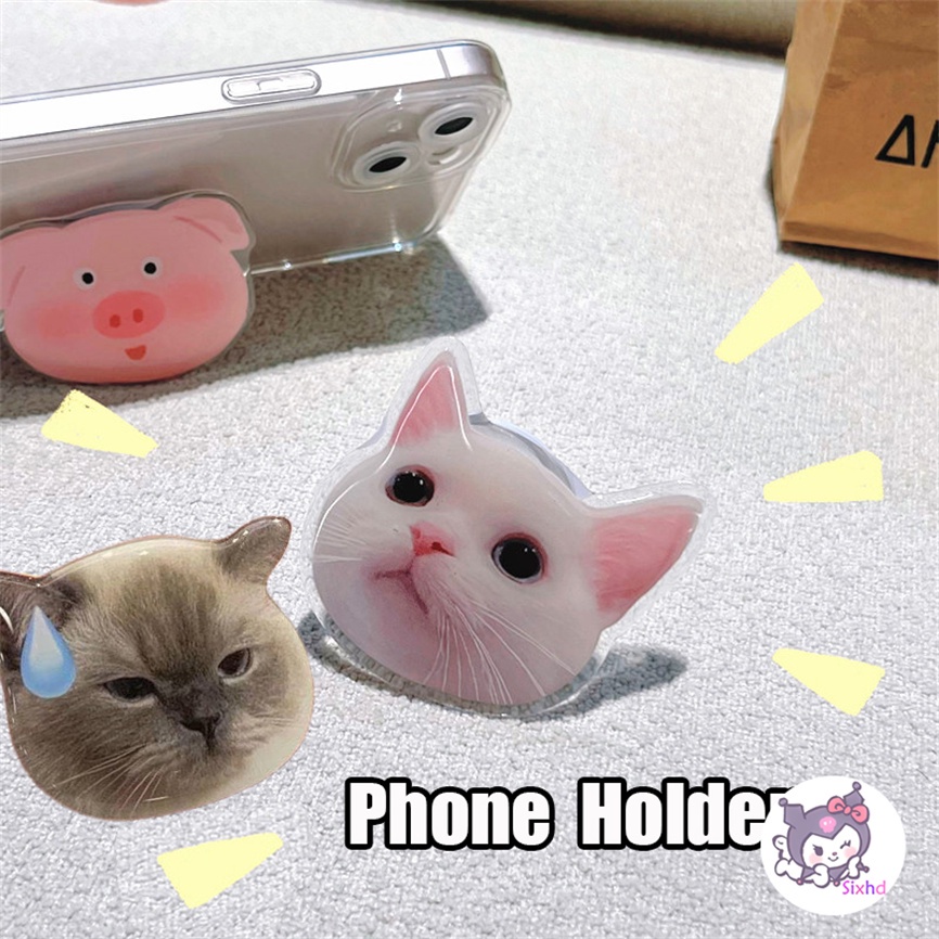 Ins Cute Cat Phone Bracket Kompatibel Untuk Semua Telepon Super Hot 3D Kartun Berkeringat Kucing Holder Dapat Digunakan Untuk Sikat Ditarik Portabel Video Menonton Desktop Artefak Orang Malas