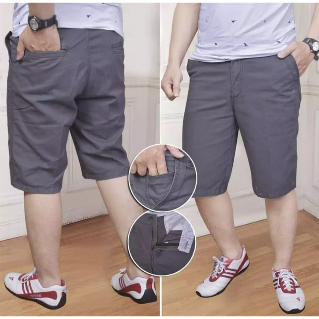 Celana Chino Pendek Pria Cowok Dewasa Chino Kolor Chinos Katun Stretch Combed Melar - Rassel Store