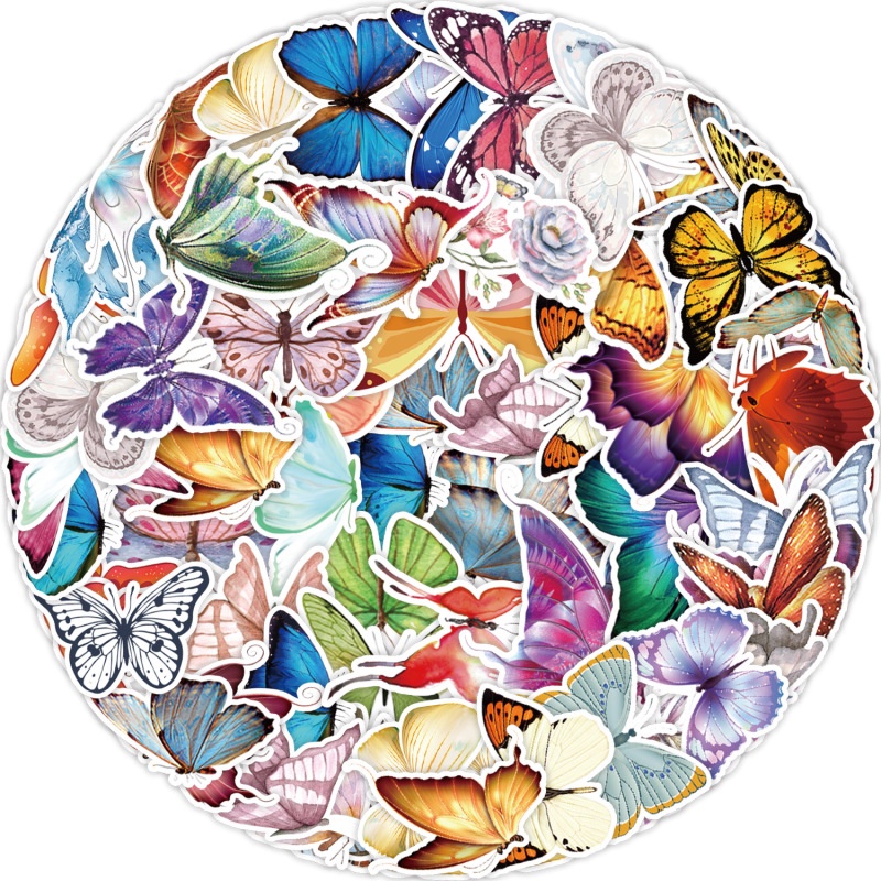 50pcs Stiker Graffiti Kartun Butterfly &amp; Sunflower Untuk Menghias Koper Laptop Scrapbooking DIY Stiker