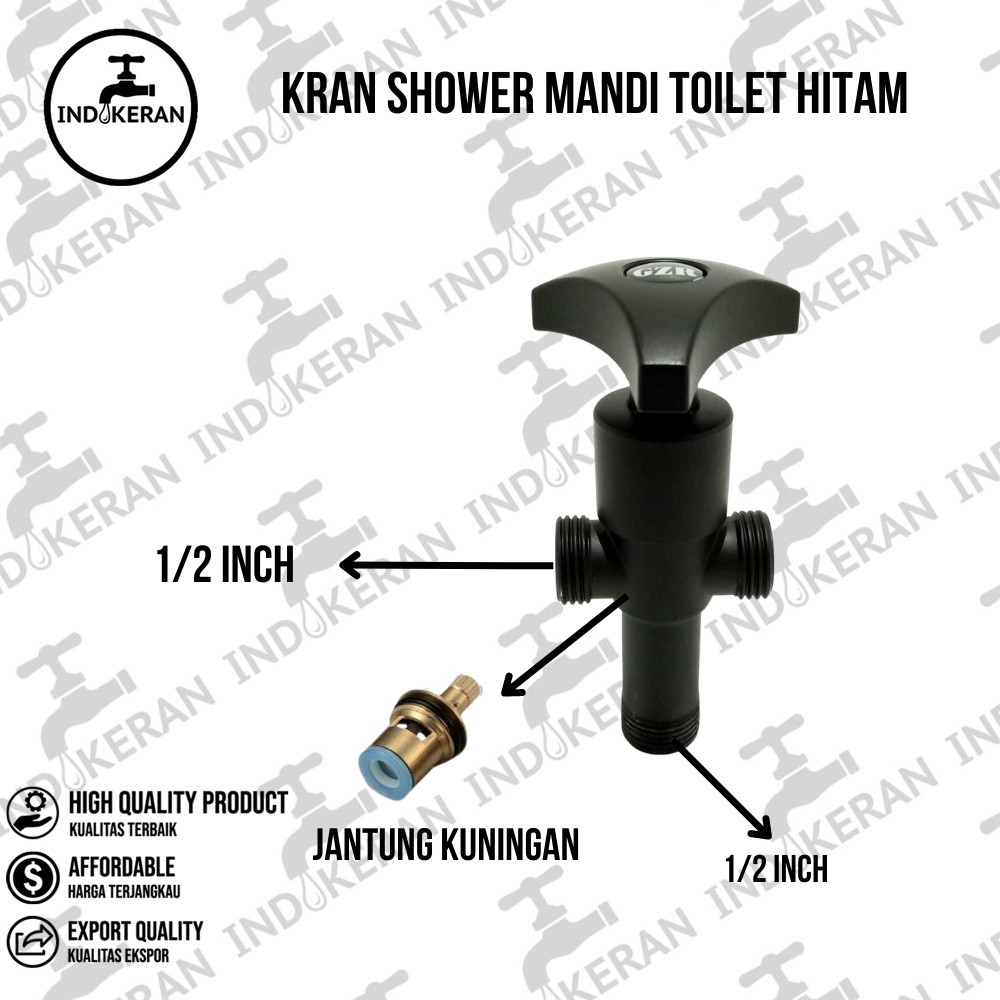 INDOKERAN - Kran Shower Mandi Toilet Hitam Minimalis - 1/2 Inch