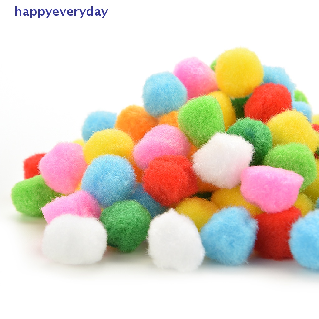 [happy] 100pcs Pom Pom Berbulu Lembut Warna Campur Untuk Kerajinan Tangan Anak 20mm 30mm 40mm [ID]