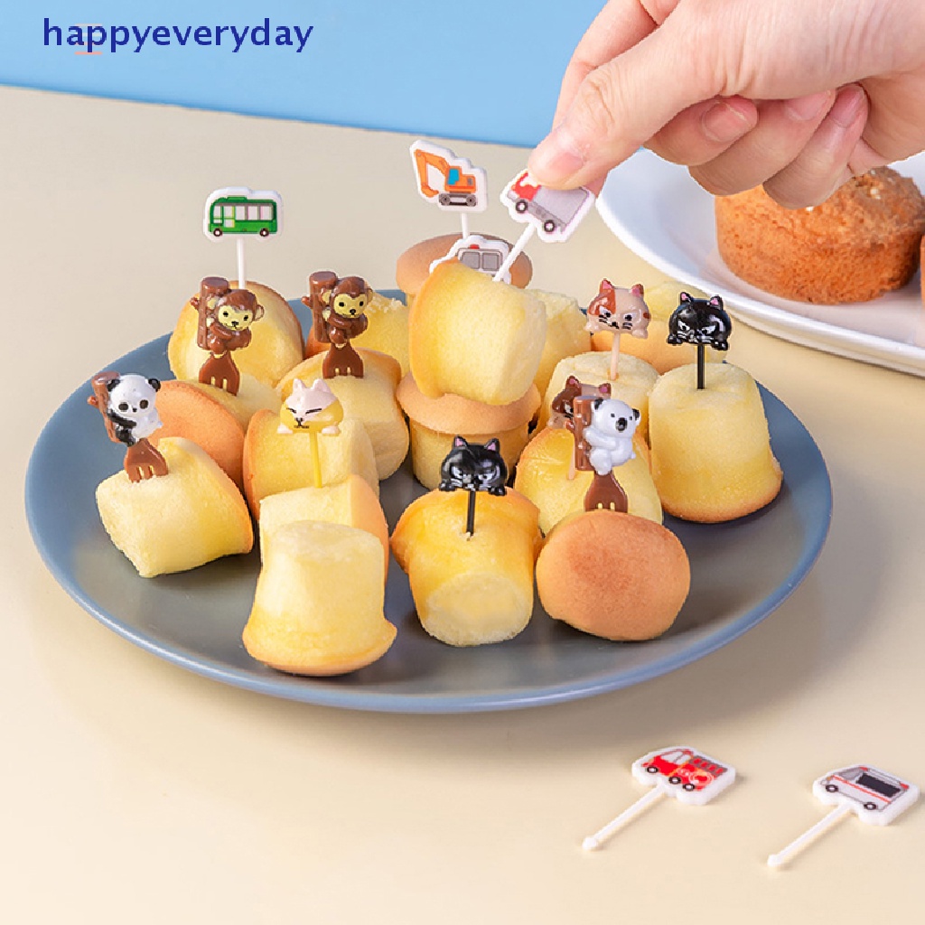 [happy] Kartun Buah Garpu Set Kue Stik Putar Desserts Forks Food Stick Rumah Pesta [ID]