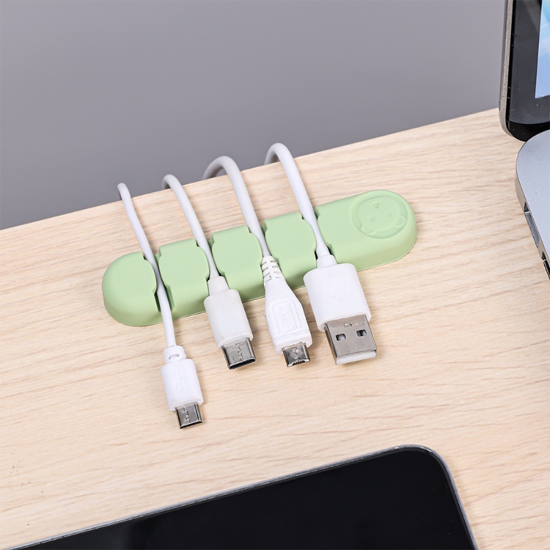 Beruang Halus Silikon Cair Data Desktop Kabel Tetap Organizer Sederhana Warna Solid Compact Cable Self-adhesive Tempat Penyimpanan