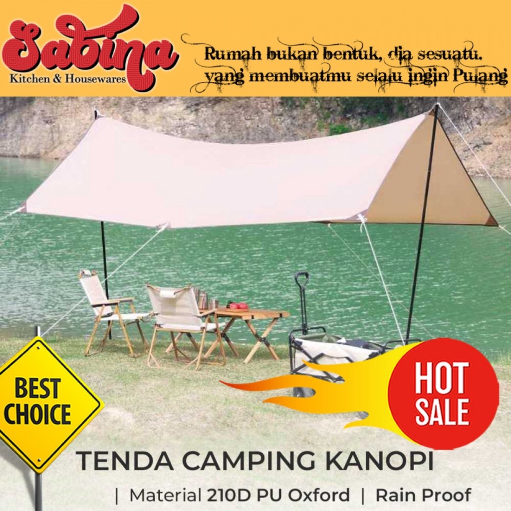 Tenda Camping Outdoor Kanopi Flysheet Shelter Rain Proof Simple Build