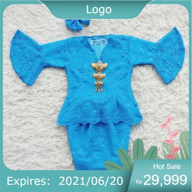 KEBAYA BROKAT ANAK & DEWASA "' MILEA "' WARNA BIRU TURKIS