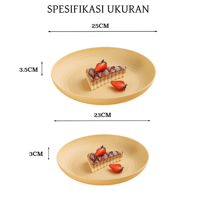 [XOQ] PIRING MAKAN FOOD GRADE 1 SET ISI 4 PCS / PIRING MAKAN SET / PIRING MAKAN WHEAT STRAW / PIRING SAJI / DINNER PLATE