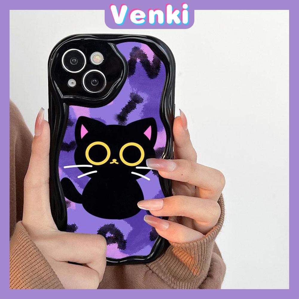 Case iPhone 11 Pro Max TPU Soft Glossy Curved Wave Case Cute Cartoon Cat Camera Protection Shockproof For iPhone 14 13 12 11 Plus Pro Max 7 Plus X XR