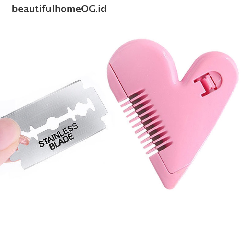 // Lebaran// New Pink Mini Hair Trimmer Love Heart Shape Hair Cutg Comb Dengan Pisau **