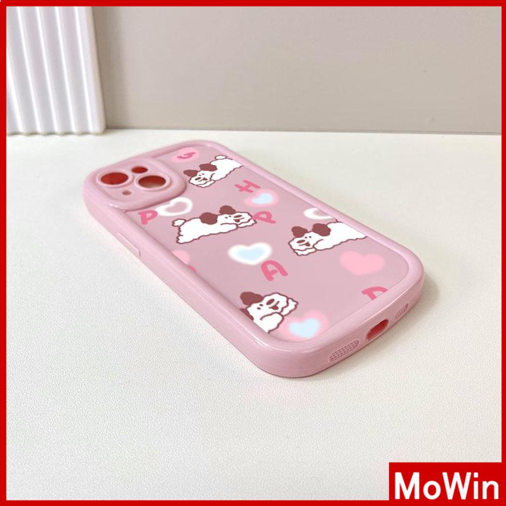 For iPhone 14 Pro Max iPhone Case Cream Pink TPU Soft Case Camera Cover Airbag Shockproof Cute Cartoon Puppy Compatible with iPhone 13 Pro max 12 Pro Max 11 Pro Max xr xs max 7Plus