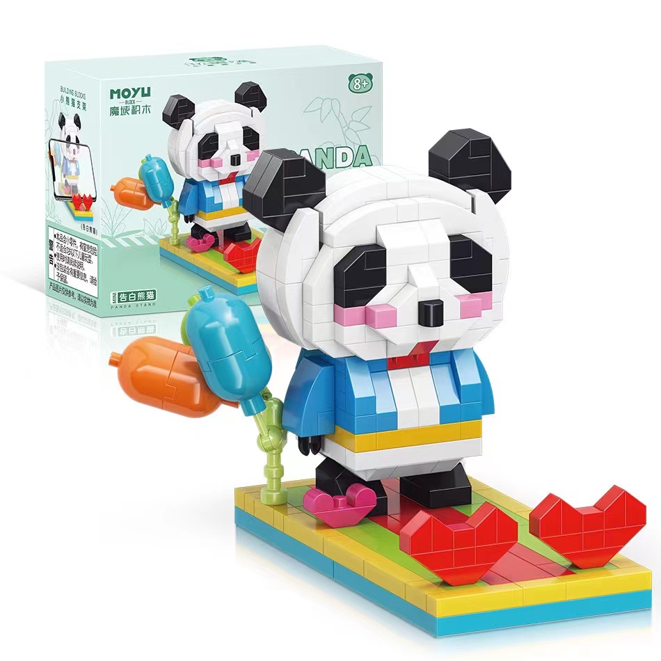 Handmade DIY Mini Partikel Blok Bangunan Kasual Merakit Blok Bangunan Panda Phone Holder 93013-93018