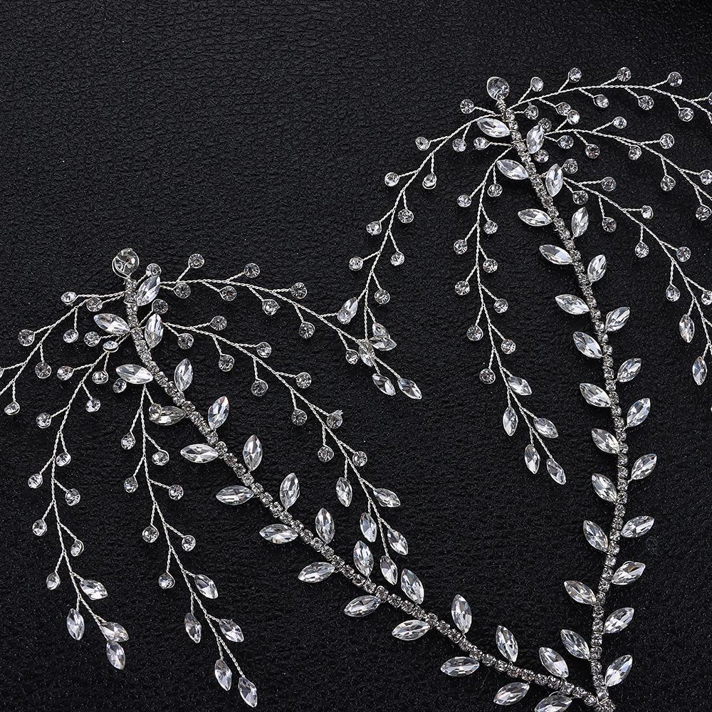 Lily Rhinestone Wedding Hair Band Warna Silver Menawan Warna Emas Untuk Perhiasan Pengantin Bohemian Bride Hair Jewelry Kristal Berlian Imitasi