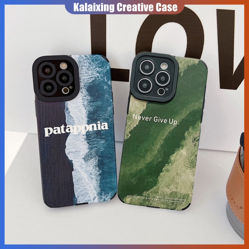 IPHONE Soft Case Bahan Kulit Printing Pinggir Laut Untuk Iphone14 13 12 Pro Max X XR Xs Max7 8 Plus14 Plus Garis Vertikal Square Back Cover