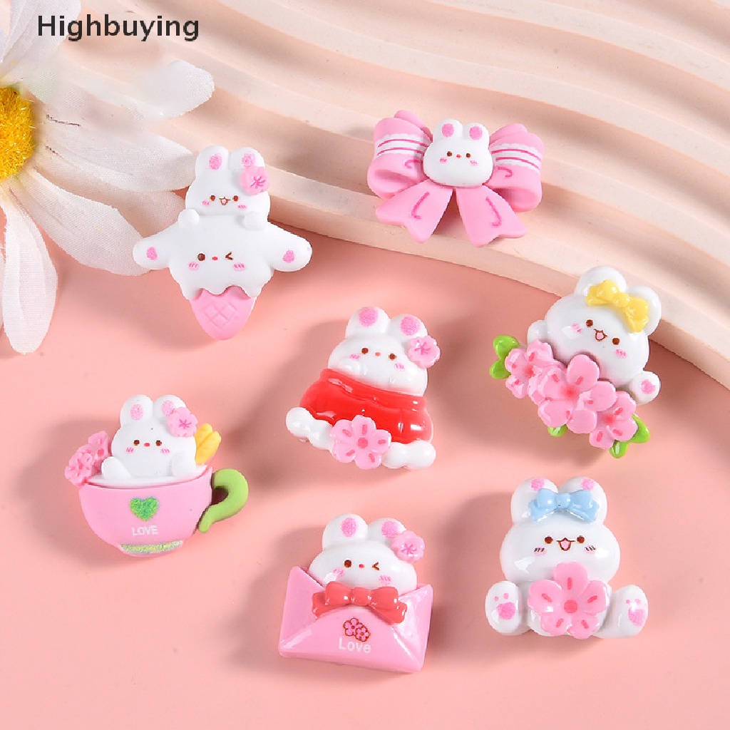 Hbid 5pcs Baru Lucu Kawaii Resin Mini Kartun Pink Cherry Blossom Datar Kembali Cabochon Glory