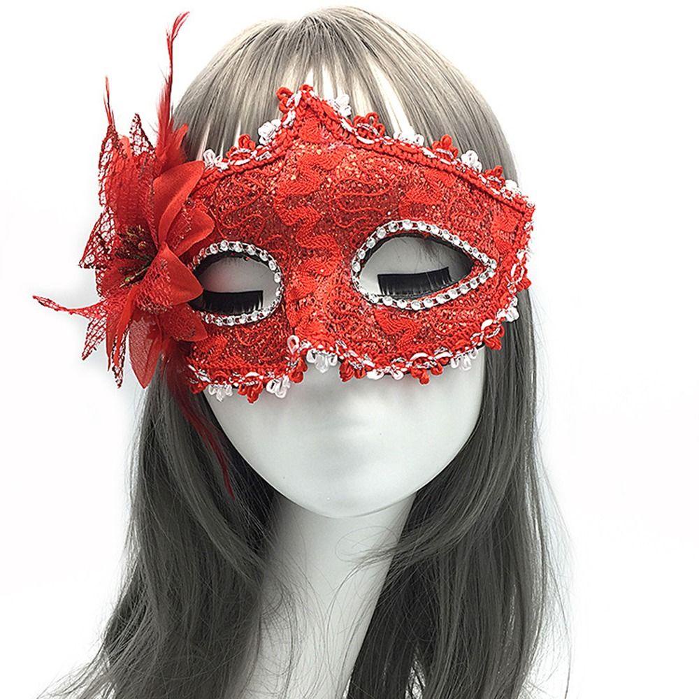 Lanfy Topeng Halloween Lucu Penjahat Bercanda Cosplay Properti Dekorasi Prop Wanita Topeng Halloween Pesta Peraga Kinerja Setengah Wajah Topeng Mata
