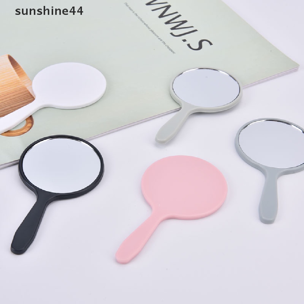 Sunshine Cermin Rias Genggam Round Vanity Mirror Dengan Handle Hand Mirror Cosmetic ID