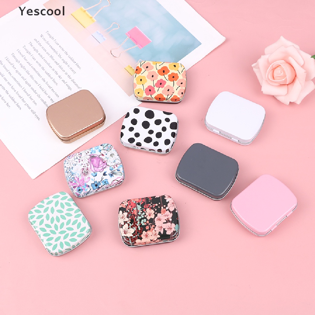 Yescool Kotak Pil Penyimpanan Flip Timah Metal Kosong Kecil Case Organizer Untuk ID Kunci Permen