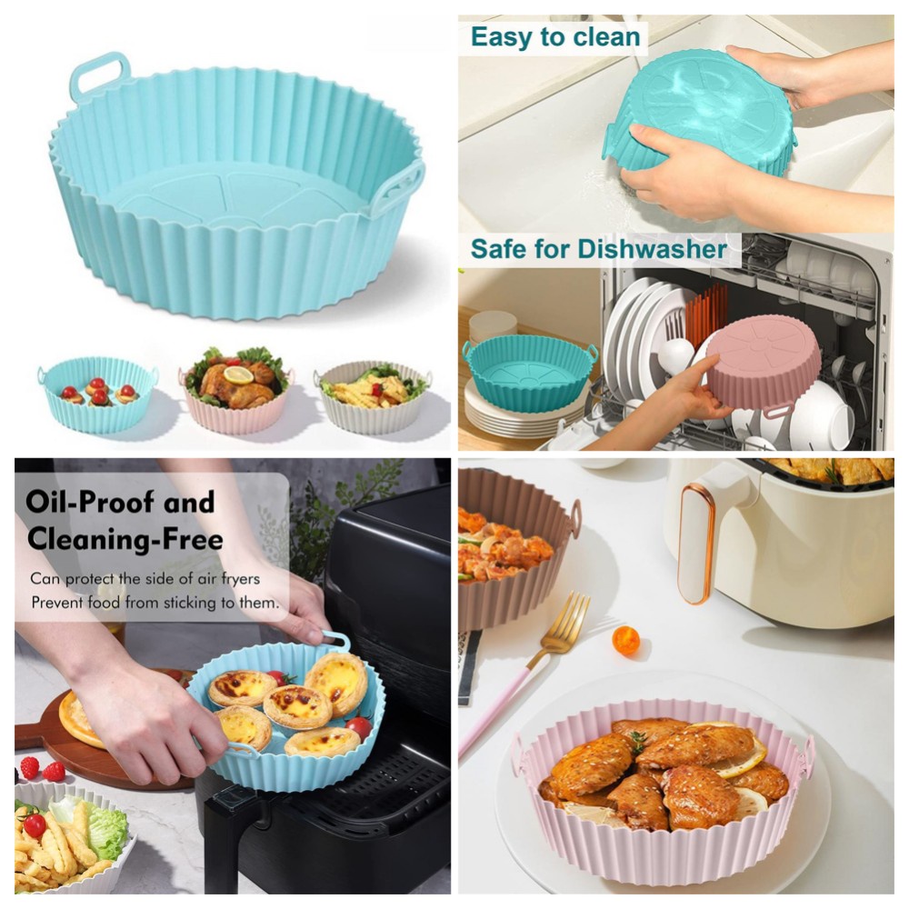 20cm Food Grade Silicone Air Fryer Tray Mudah Dibersihkan Dan Digunakan Kembali Insulated Baking Tray