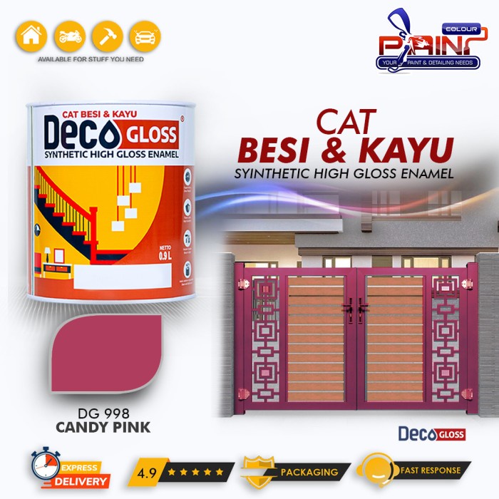 Cat Besi dan kayu DECOGLOSS Synthetic High Gloss CANDY PINK 0.9L