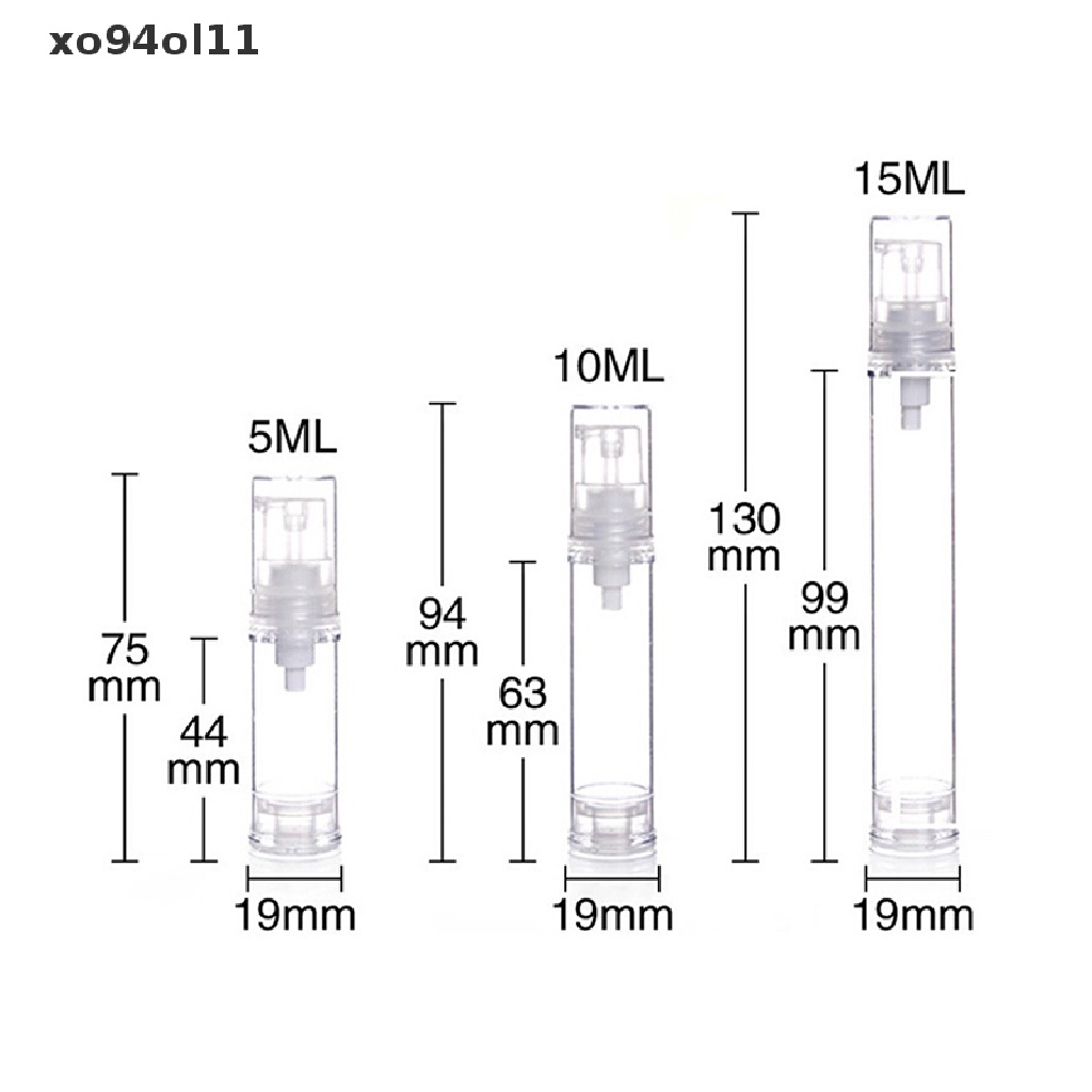 Xo 1pc5 /10 /15ml Botol Pompa Airless Kosong Wadah Lotion Kosmetik Penggunaan Perjalanan OL