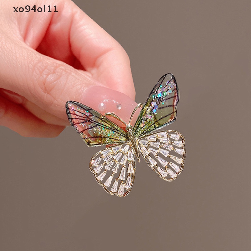 Xo Fashion Perhiasan Premium Bros Elegan Campur Berwarna Kristal Kupu-Kupu Bros Pin OL