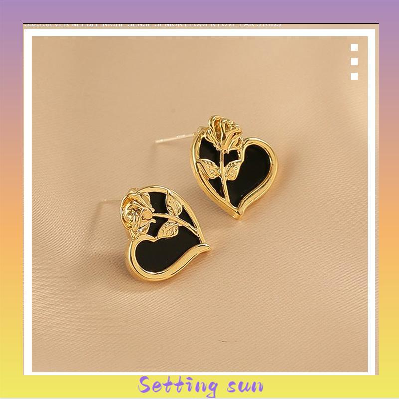 Anting S925 Korea anting bunga cinta  anting gaya Prancis untuk wanita TN