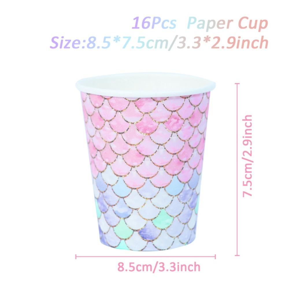 R-FLOWER 16 /20PCS Set Peralatan Makan Sekali Pakai Untuk Gadis Pernikahan Serbet Perlengkapan Dekorasi Ulang Tahun Paper Cup